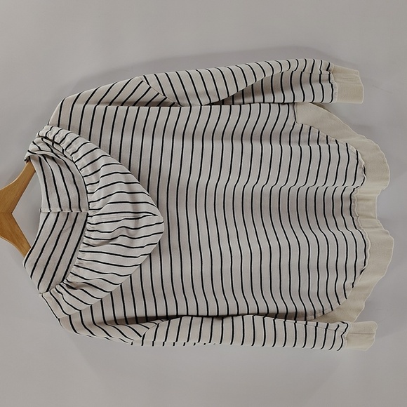 Z Supply Pullover Sweatshirt Hooded Cream With Black Stripe Size Large - Picture 10 of 10